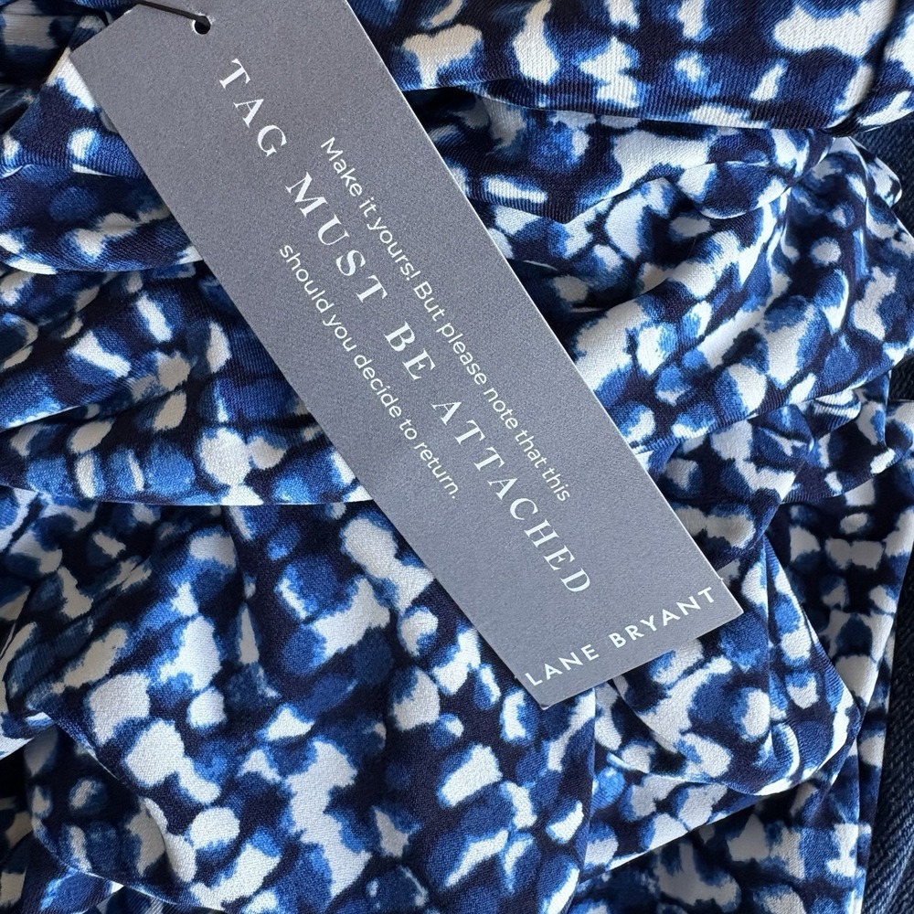 NWT Lane Bryant Blue White Abstract Print Sleeveless Stretch Romper 22/24 - Picture 10 of 10